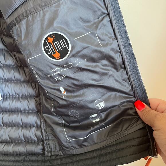 Save The Duck Skinny Plumtech Womens Puffer Jacket Coat Size M Gray Full Zip - Picture 8 of 12